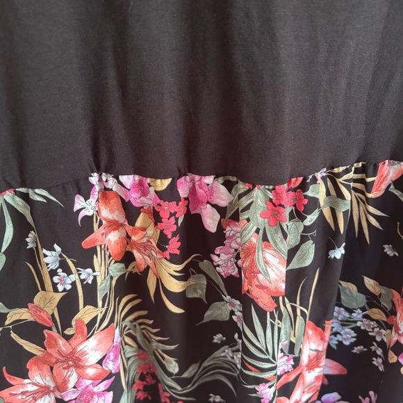 SHEIN VCAY Curve Plus 2X Tropical Print Black Split Thigh Maxi Dress NWT - Picture 5 of 12